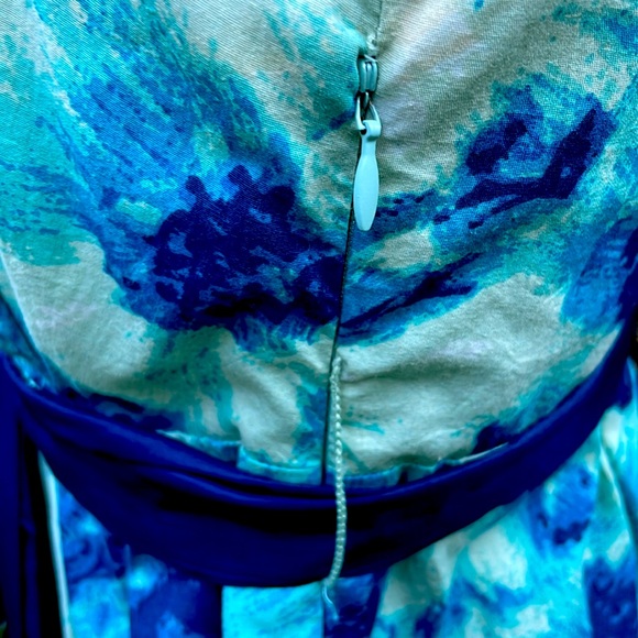 FLOREAT BY ANTROPOLOGIE  BLUE FLORAL / YELLOW SEQUINS SUMMER DRESS - 4P 💙🌸👗 - Picture 8 of 14